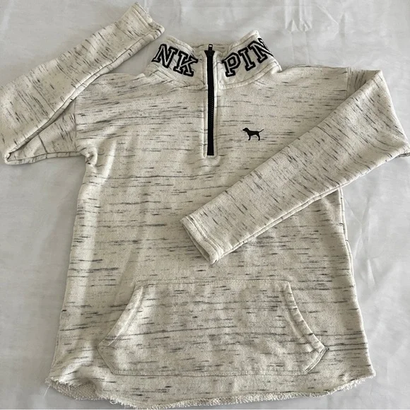 Pink Marled French Terry Cloth Pull-over Sweatshirt Size XS - Picture 7 of 11